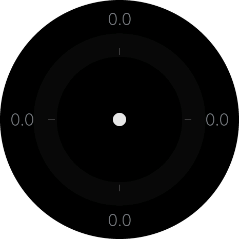 Line (g-force) standing still: a dot in the middle, a faint ring, and 0.0 at the top, bottom, left and right