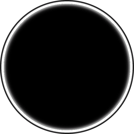 Warning screen without a warning: a steady white ring with a soft glow round the edge, nothing else